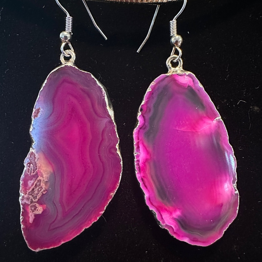 Pink Agate Drop Earrings